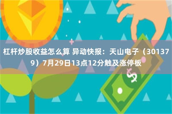 杠杆炒股收益怎么算 异动快报：天山电子（301379）7月29日13点12分触及涨停板