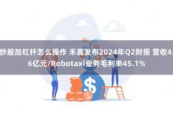 炒股加杠杆怎么操作 禾赛发布2024年Q2财报 营收4.6亿元/Robotaxi业务毛利率45.1%