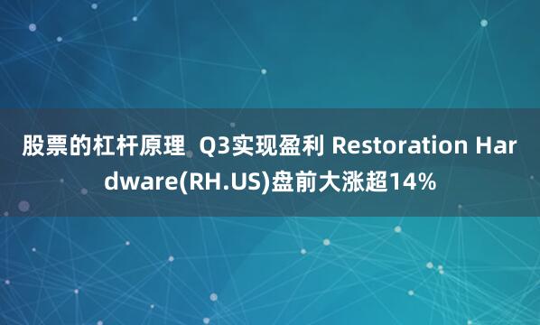 股票的杠杆原理  Q3实现盈利 Restoration Hardware(RH.US)盘前大涨超14%