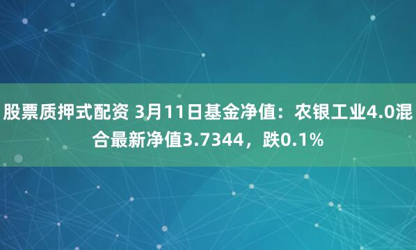 股票质押式配资 3月11日基金净值：农银工业4.0混合最新净值3.7344，跌0.1%